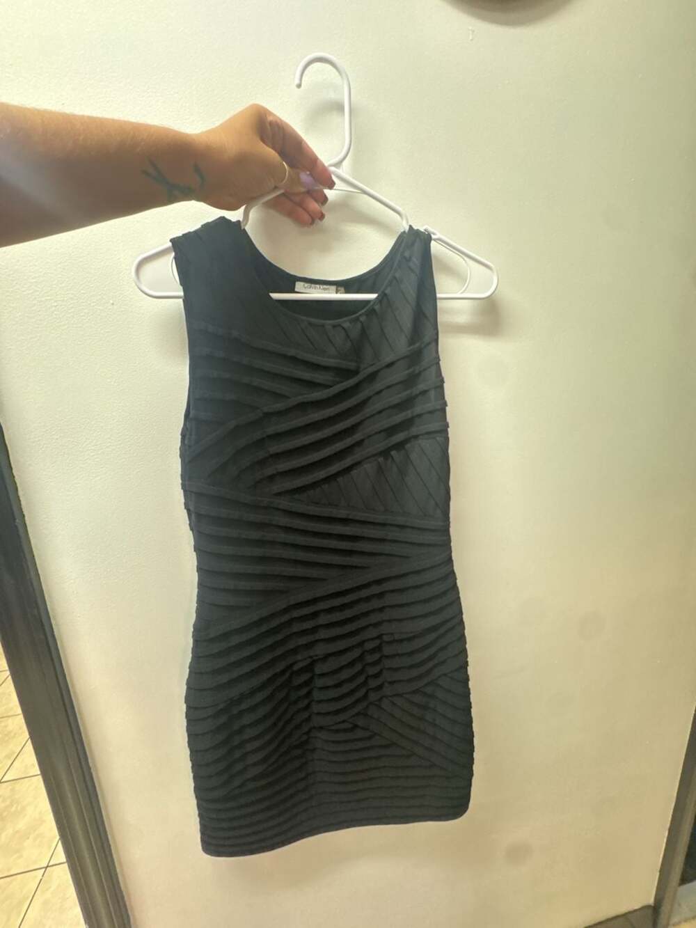 Calvin Klein Sleeveless Bandage Layered Fitted Sheath Dress